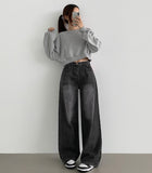 Yellow Teen Washing Long Wide 4 Season Denim Pants