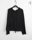 Turi Season Check String Long Sleeve Hood T-shirt