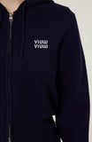 Crop Knit Hood Zip-up