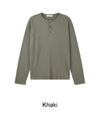 Tove Waffle Henley Neck Long Sleeve Tee
