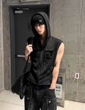 Pigment Sleeveless Line Hood Zip-up