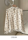 Poche Dot Velvet Tie Brushed Blouse