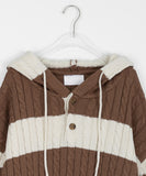 [unisex] Araki Stripe Cable Hood Warmer Knit