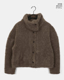Merve Fluffy Fur Button High Neck Short Jacket