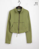 Neck String Incision Color Matching Zip Up
