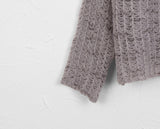 Chalo mother-of-pearl button printed mesh one-shoulder long-sleeved knitwear