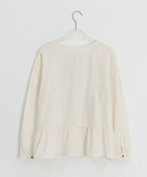 Derine Ribbon Shirring Long Sleeve Blouse