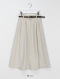 Kiden banding pin tuck corduroy belt long skirt