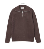 Cable pullover half zip-up knit