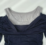 Drape Off-Shoulder Knit Layered Fake Layered T-shirt