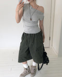 Keshi Pigment Washed Cargo Bermuda Shorts