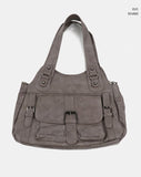 Shishu Pocket Buckle Leather Shoulder Crossbody Bag
