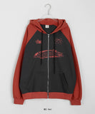 [BAONHAUS] Tomil Printing Color Matching Hood Zip-Up