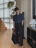 Summer double pleated wide slacks