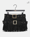 [Belt set] Leah Suede Two-Belt Tassel Mini Skirt