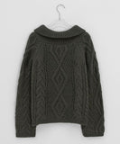 Hyoro Button High Neck Cable Knit