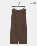 Bowling corduroy snap adjust wide-fit long pants