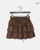 Ronya Suede Banding Strap Tiered Mini Skirt