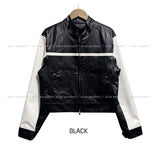 Peer One Track Crop Leather Jacket