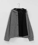 [unisex] Roeri High Neck Over Hood Ribbed Knit Cardigan