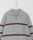 Mullin Stripe Half Zip-up Collar Knit