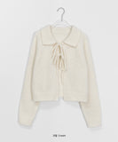 Koneli ribbon collar knit cardigan