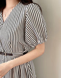 Kenner Seersucker Puff Stripe Long One Piece (Belt Set)
