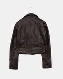 Dunen Collar Zipper Pocket Biker Washing Leather Jacket