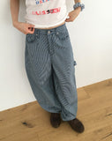 Kaden Stripe Patch Carpenter Balloon Wide Denim Pants