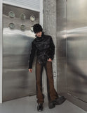 [LANARCH] Amber Leather Pocket Neck Zip-Up