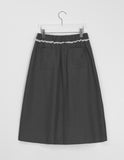 Coendy Banding Lace Pleated Skirt