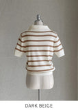 Wish Collar Stripe Color Matching Knit