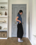 Rehue Check Shirring Banding Puff Short Sleeve Blouse