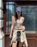 Hardy Unbalanced Button Low Denim Mini Skirt