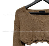 Damage Crop V-neck Cardigan