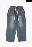 Drawstring wide denim pants