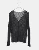 Cellu mesh see-through long-sleeved cardigan