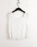 Roba Embossed Pearl Button Short Sleeve Blouse