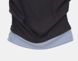 [Fake Layered] Ande Color Matching Shirring Layered Short Sleeve T-shirt