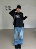 Nad washing chain wide denim pants