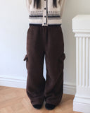 Moles Fluffy Fleece Wide Cargo Pocket Pants