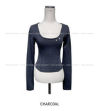 Dart incision u-neck long sleeves