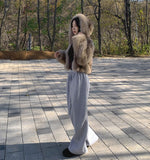 High Quality Egg Big Hood Crop Hip Mood Fur Jacket