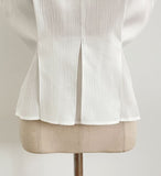 Okan Round Neck Pintuck Sleeveless Blouse (Belt Set)