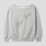 Rainy Lettering Off-Shoulder Sweatshirt