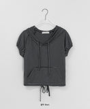 Calden Stripe Short Sleeve Crop Hoodie