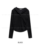 Ine Button Round Slim Hoodie