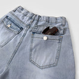 Summer Tencel Back Pocket Span Banding Wide Denim Pants