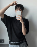 Summer Linen Ribbed Collar Knit