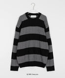 [unisex] Tomie cable stripe over knit